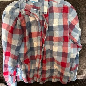 Columbia Red, Blue & White Plaid Button-Down Shirt
